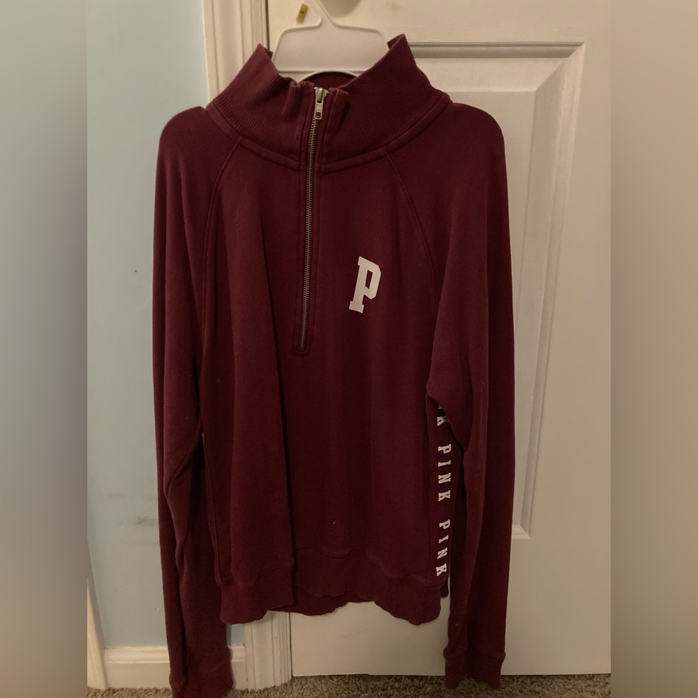 Pink long sleeve quarter zip